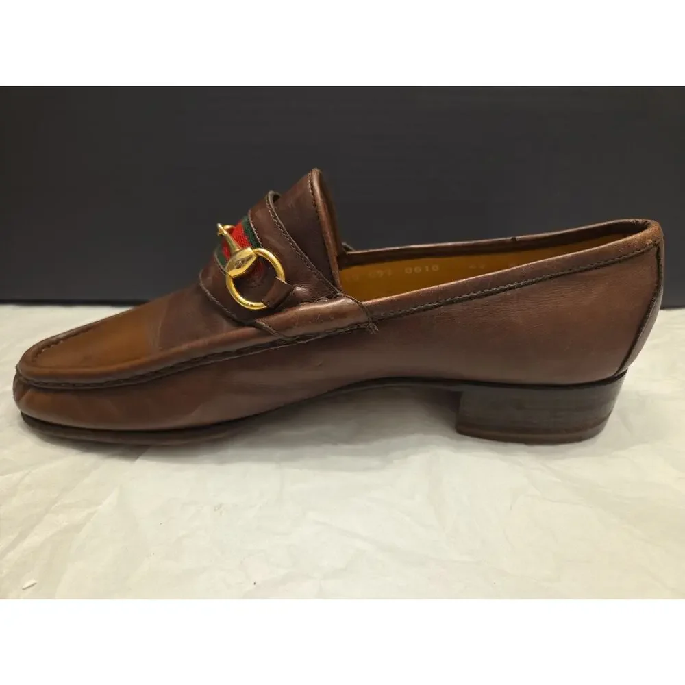 GUCCI 1953 Brown Leather Gold Horsebit Loafer, Sz UK 8, US 8.5 Eu42